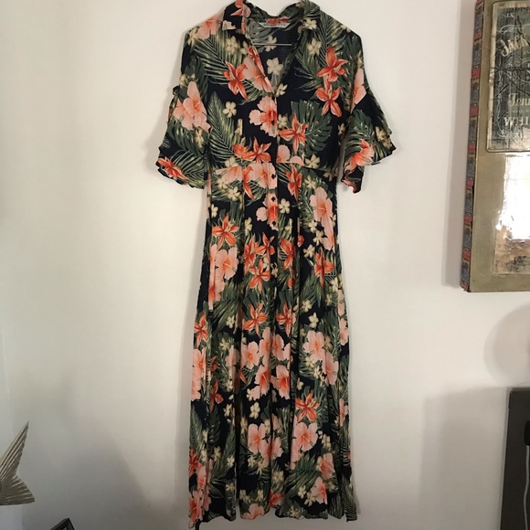 zara floral maxi dress